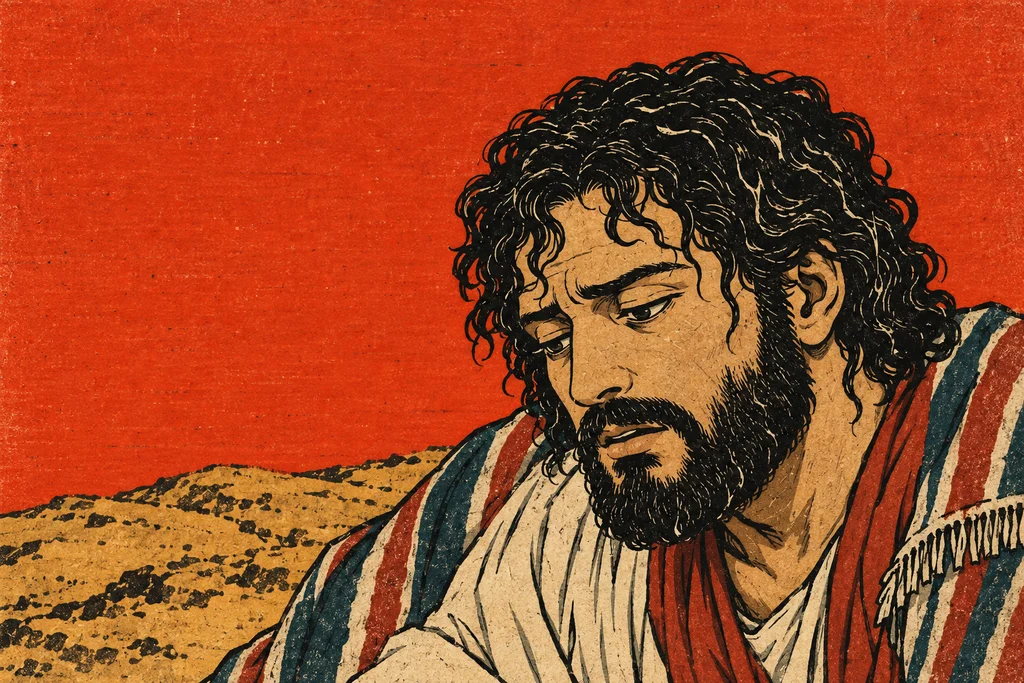 주저앉은 요나의 얼굴을 조금 더 가까이. 눈을 내리깐 채 하나님께 생명을 거둬 달라고 말한다.
